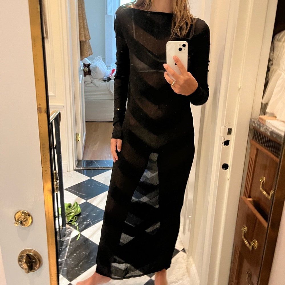Zeynep Arcay backless sheer black dress size xs/0